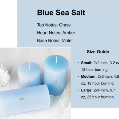 Blue Sea Salt Pillar Candles 3 Set
