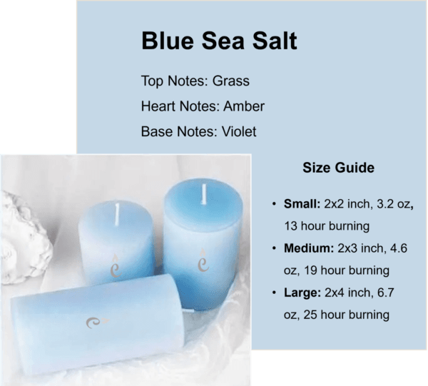 Blue Sea Salt Pillar Candles 3 Set