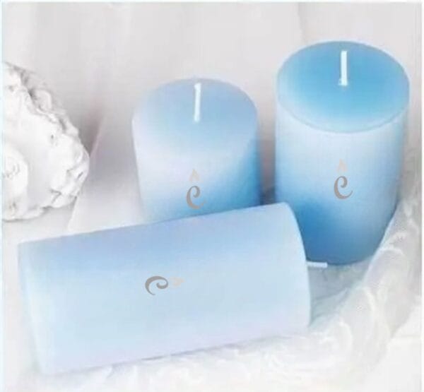 Blue Sea Salt Pillar Candles 3 Set Image