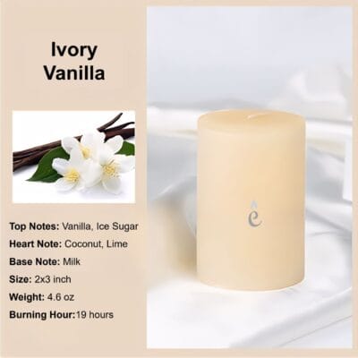 Ivory Vanilla Pillar Candles 2x3 inch