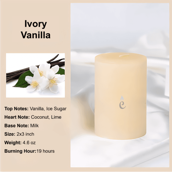 Ivory Vanilla Pillar Candles 2x3 inch