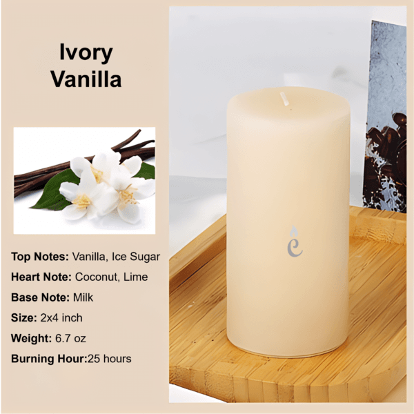 Ivory Vanilla Pillar Candles 2x4 inch