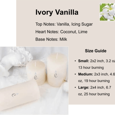 Ivory Vanilla Pillar Candles 3 Set 1