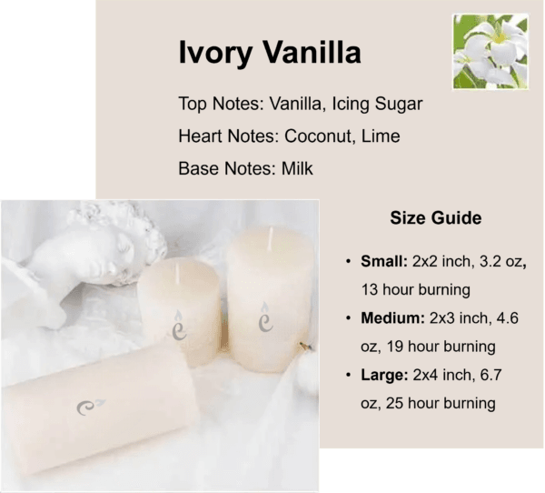 Ivory Vanilla Pillar Candles 3 Set 1