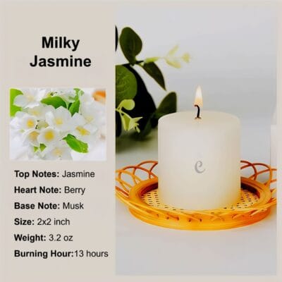 Milky Jasmine Pillar Candles 2x2 inch