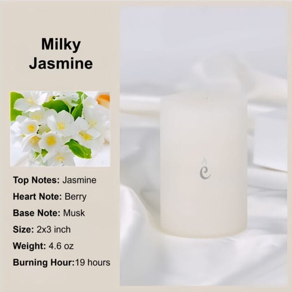 Milky Jasmine Pillar Candles 2x3 inch