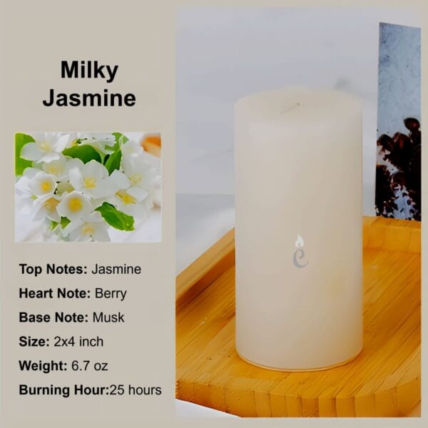 Milky Jasmine Pillar Candles 2x4 inch