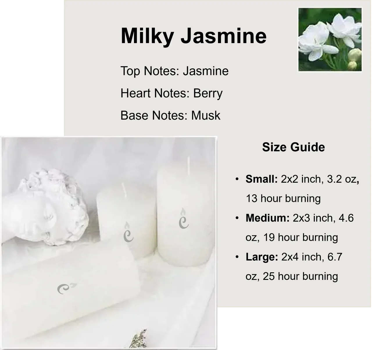 Milky Jasmine Pillar Candles 3 Set