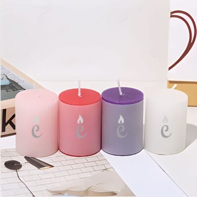 Pillar Candles 2x3 inch of White Pink Red and Violet