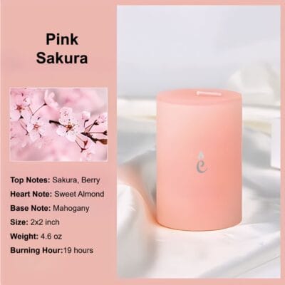 Pink Sakura Pillar Candles 2x3 inch