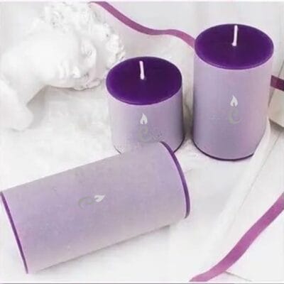 Purple Lavender Pillar Candles 3 Set Image