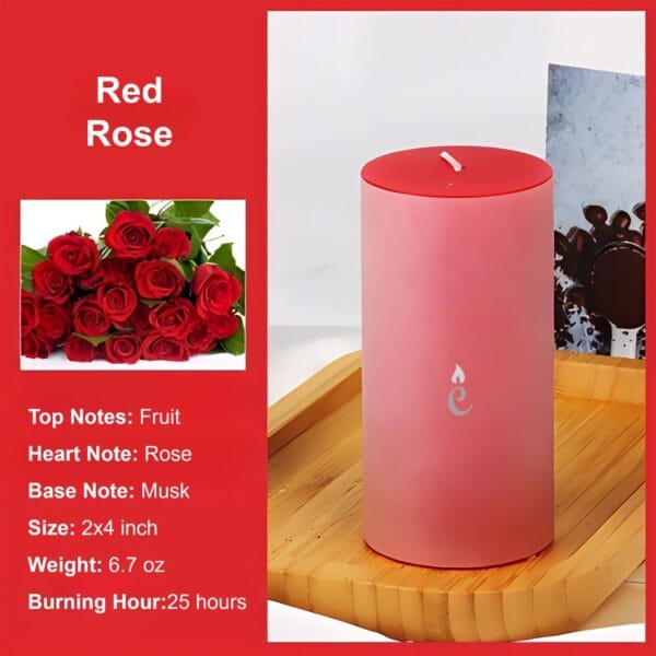 Red Rose Pillar Candles 2x4 inch