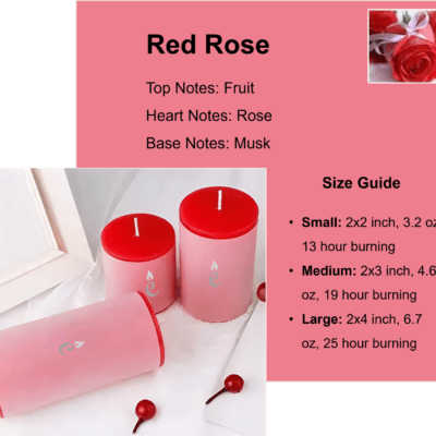 Red Rose Pillar Candles 3 Set 1