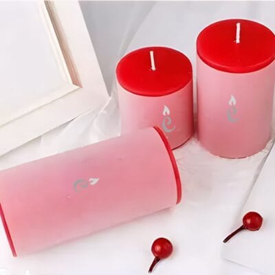 Red Rose Pillar Candles 3 Set Image