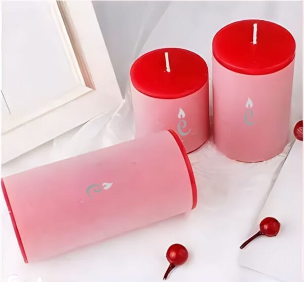 Red Rose Pillar Candles 3 Set Image