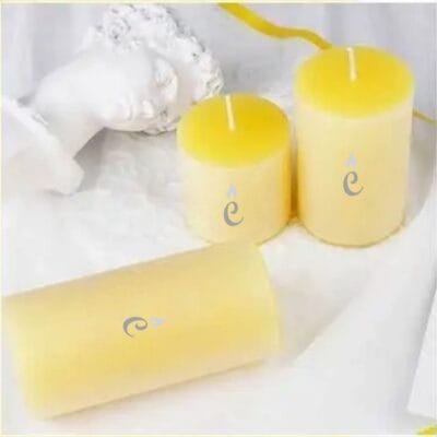 Yellow Lemon Pillar Candles 3 Set Image